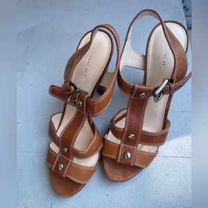 Coach Tan Leather Strappy Sandals